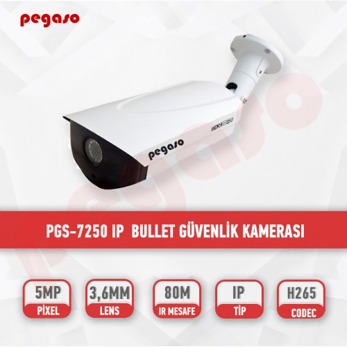PEGASO PGS-7250 5 MP 3.6 MM 4 MEGA LED H.265 IP BULLET GÜVENLİK KAMERASI
